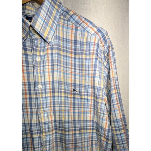 VINEYARD VINES Men's Slim Fit Tucker Shirt Sz XL "Summer Evening" Plaid Blue - Picture 2 of 5